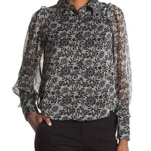 Walter Baker Black Daisy Floral Top NWT Size XS